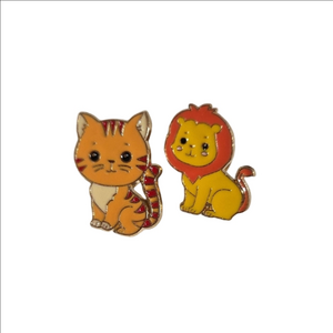 Cat and Lion Enamel Pins